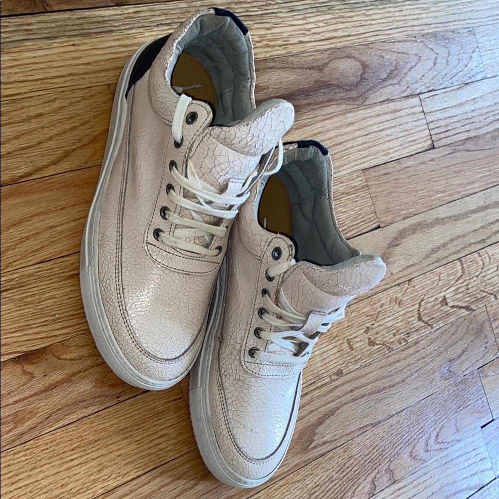 Filling Pieces Beige and Black High-Top Sneakers